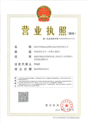 Goodhope Freight novcc Certificate