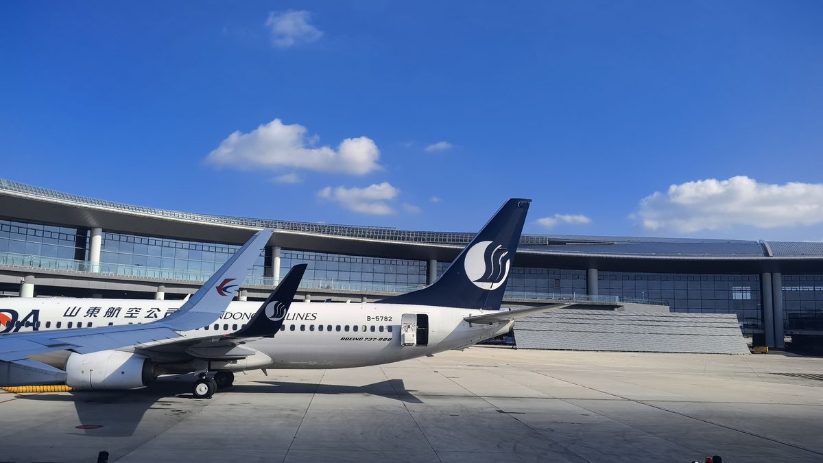 Widebody aircraft on the apron at Qingdao Jiaodong International Airport