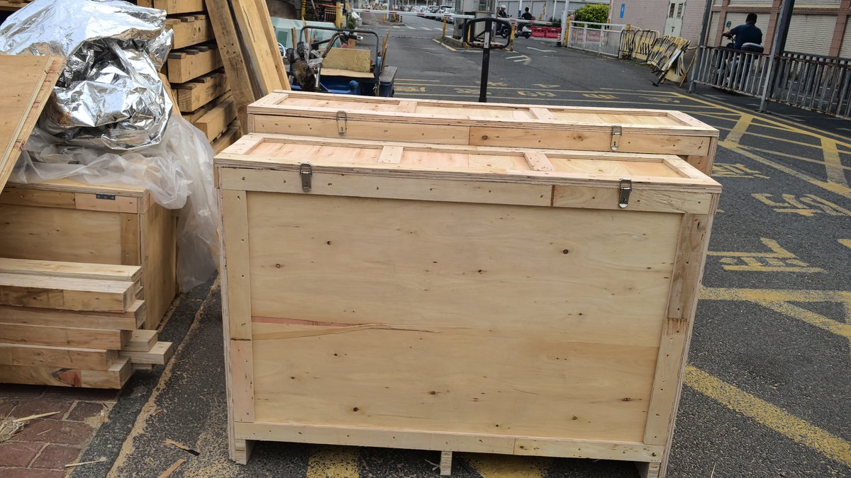 Wooden crate export packaging prepared for shipment to Australia