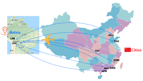 air freight services from China to Bolivia