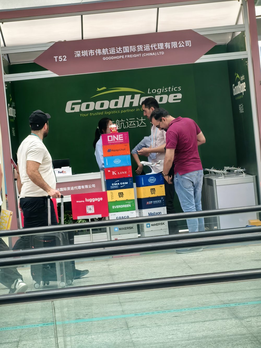 Goodhope Logistics (China) Limited at booth T52 of the 137th Canton Fair, displaying container models and ocean solutions