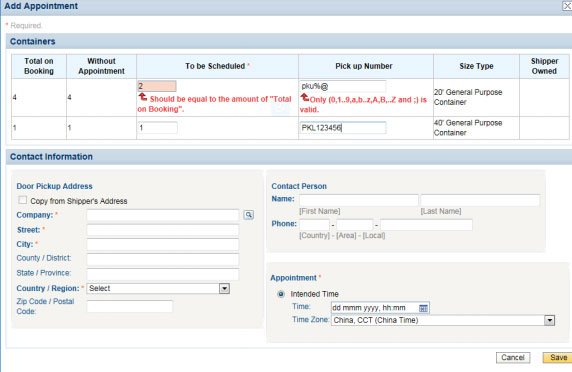 COSCO booking step 5