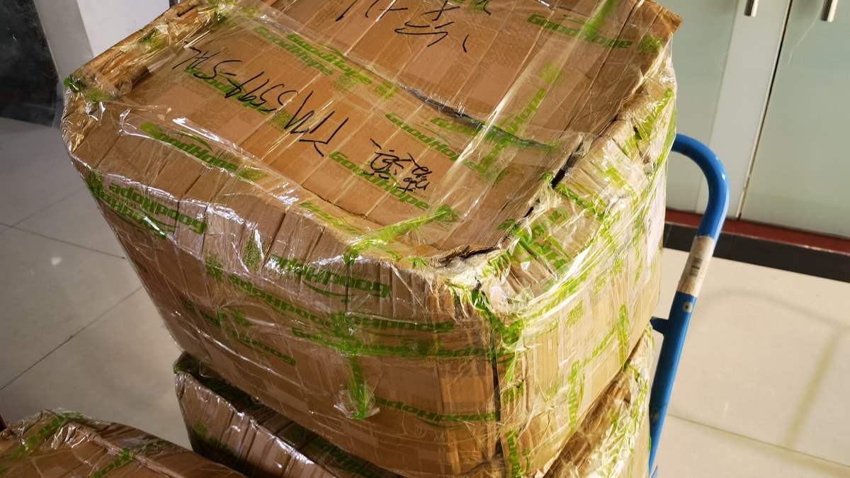 Palletized export cargo wrapped and ready for European customs clearance
