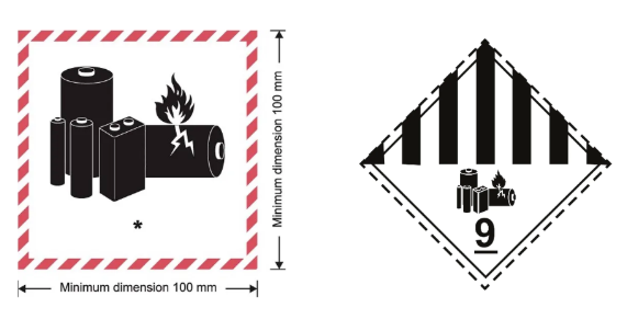 Lithium battery mark and hazard labels for rail transport