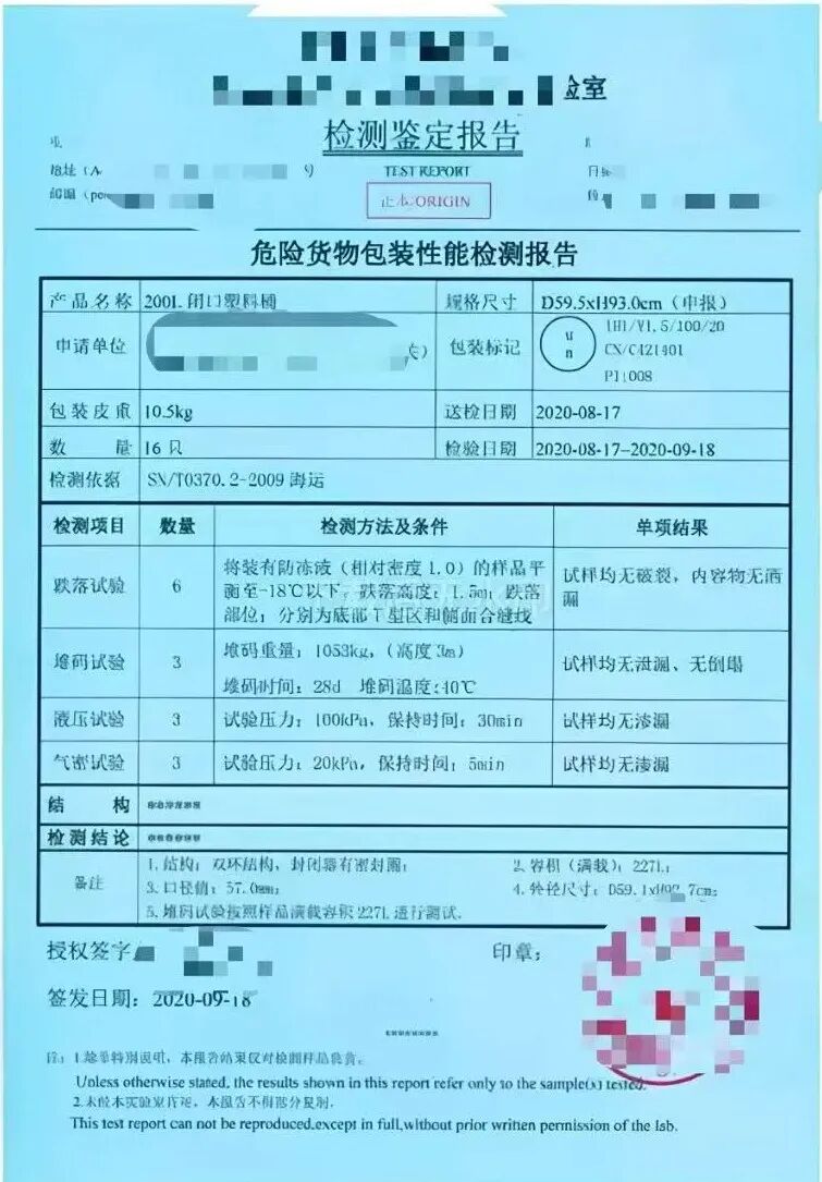 Dangerous Goods Packaging Performance Test Report