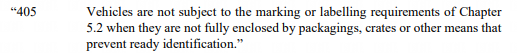 Special Provision 405 - Marking and Labelling Exemption