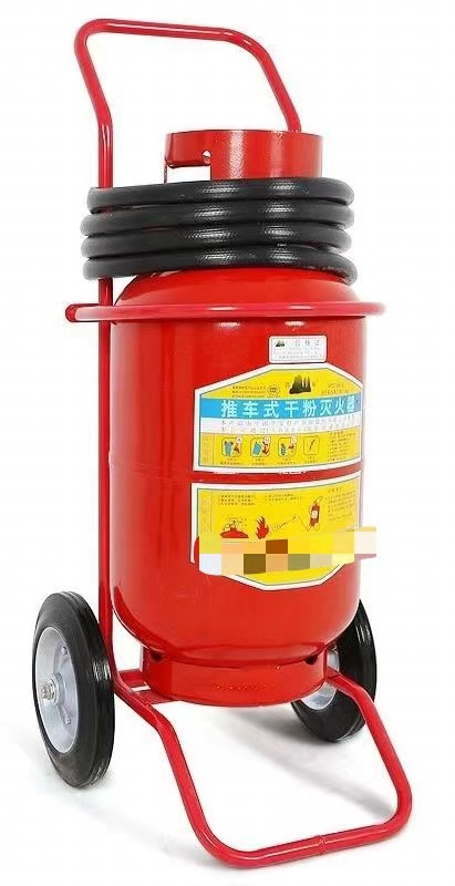 Trolley-mounted fire extinguisher