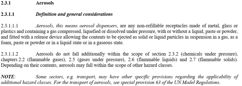 GHS Revision 11 Aerosols Classification