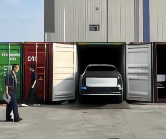 Lithium battery electric vehicle container packing and securing