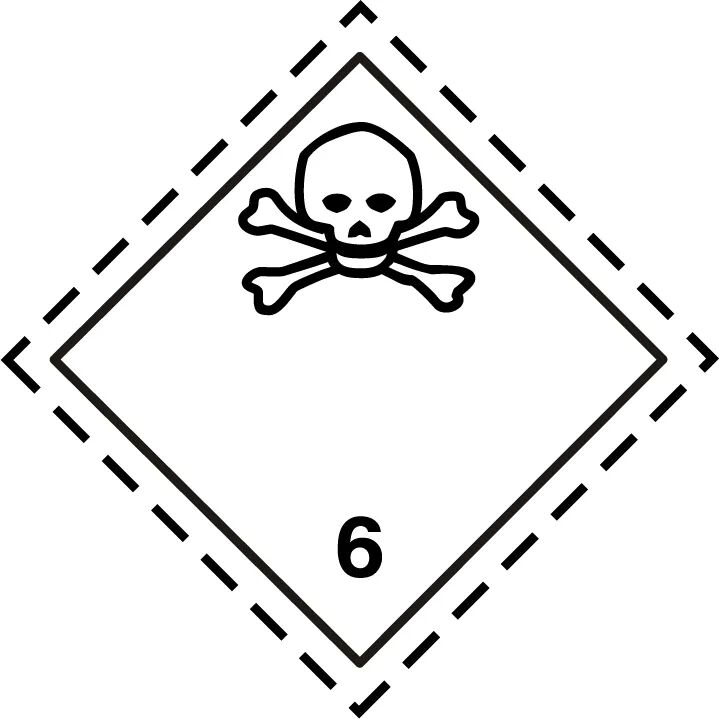 Class 6.1 toxic substances dangerous goods - hazard label and safety transport of hazardous chemicals