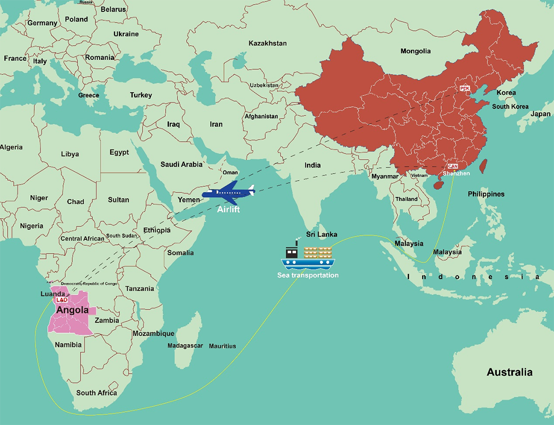 International logistics cost from China to Angola