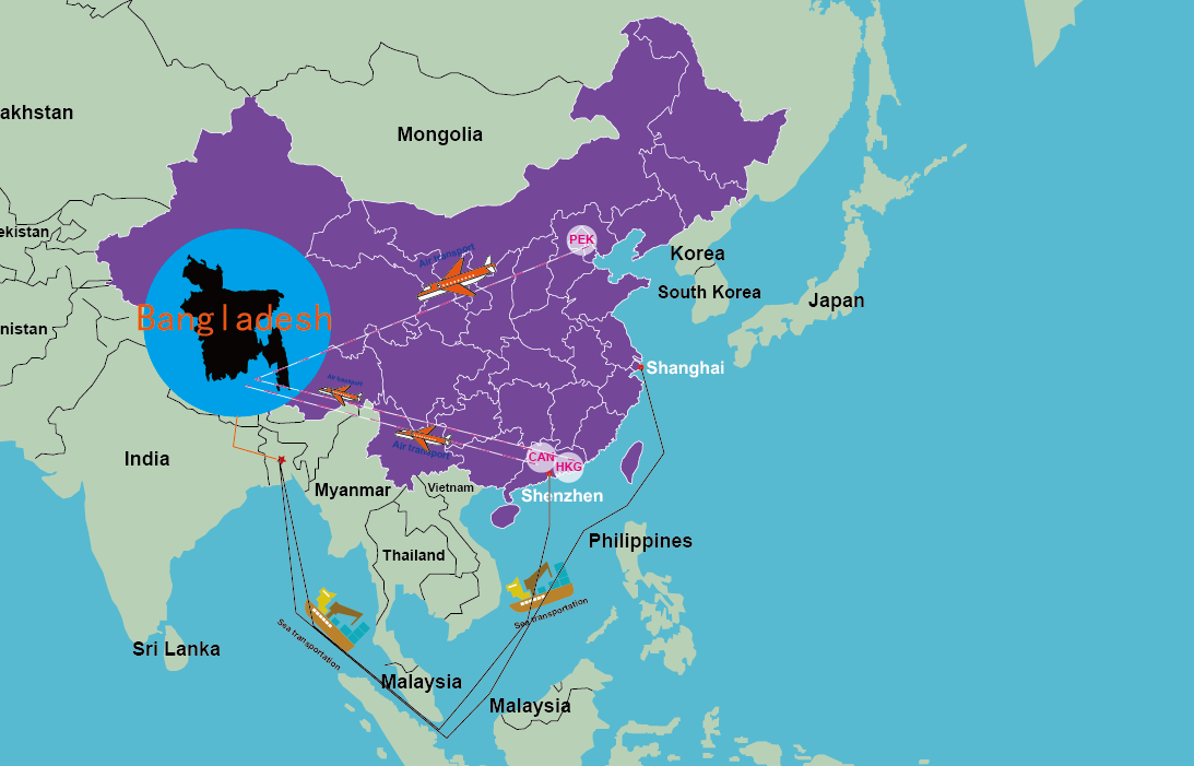 Freight price list from China to Bangladesh