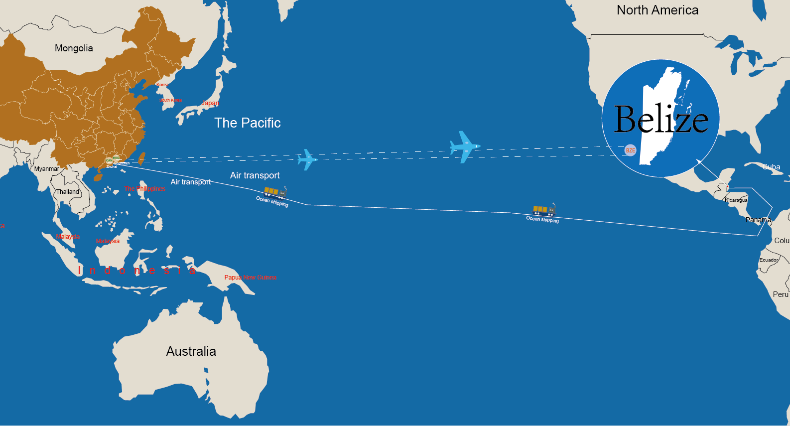 shipping rates from china to belize