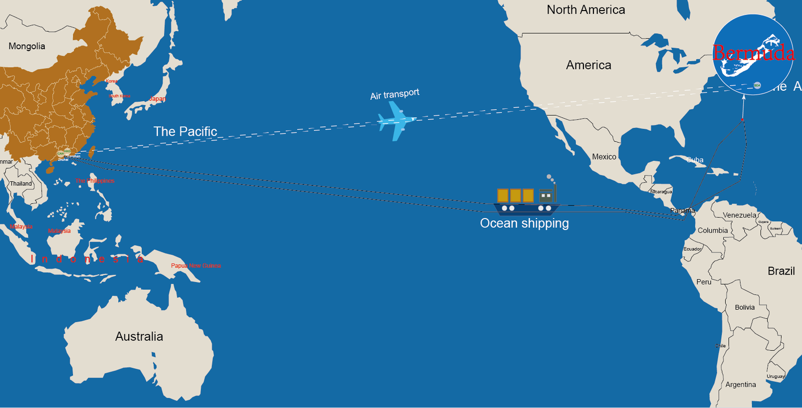 international logistics cost from china to bermuda