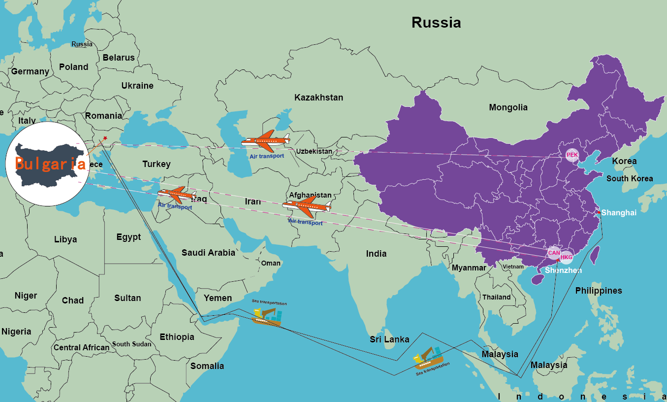 Freight price list from China to Bulgaria