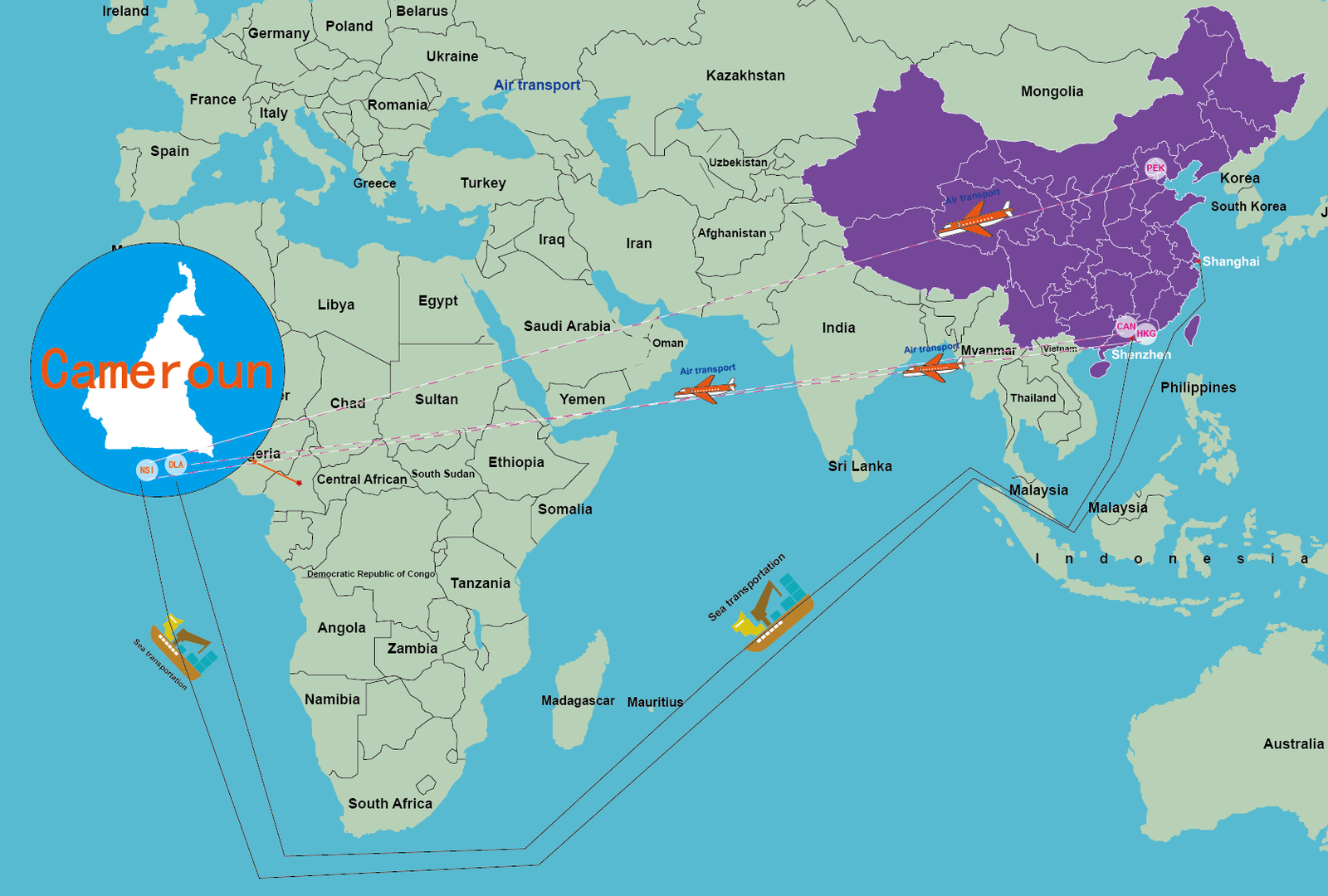 shipping rates from china to cameroon