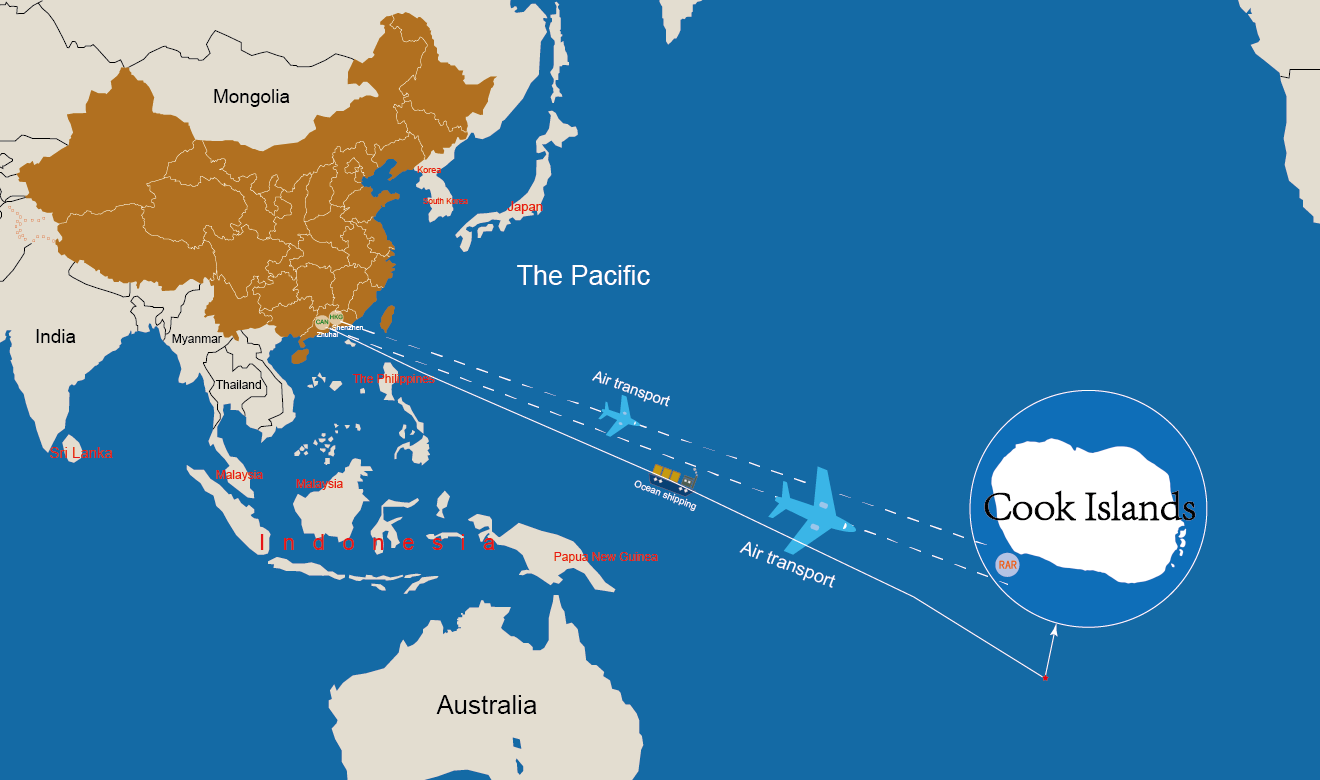 international logistics cost from china to cook islands