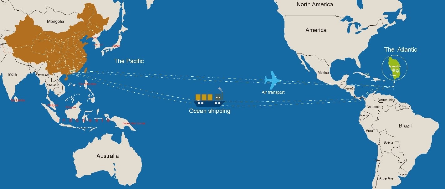 Shipping goods from China to Barbados by sea and air