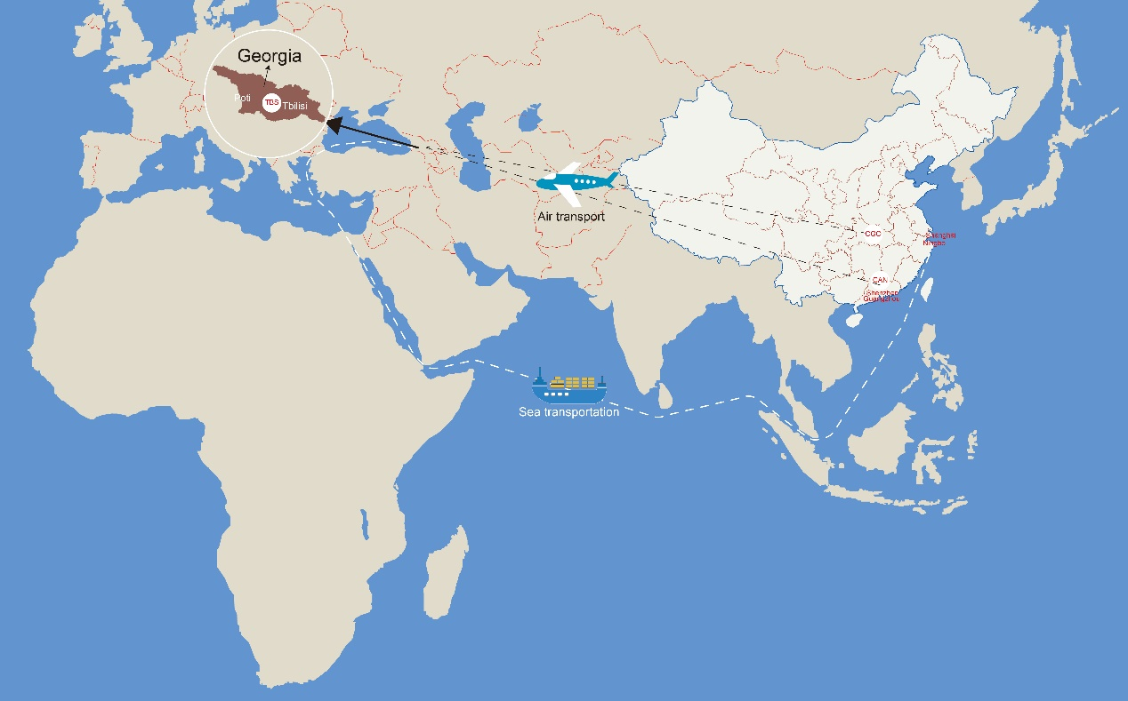 Sea and air freight from China to Georgia