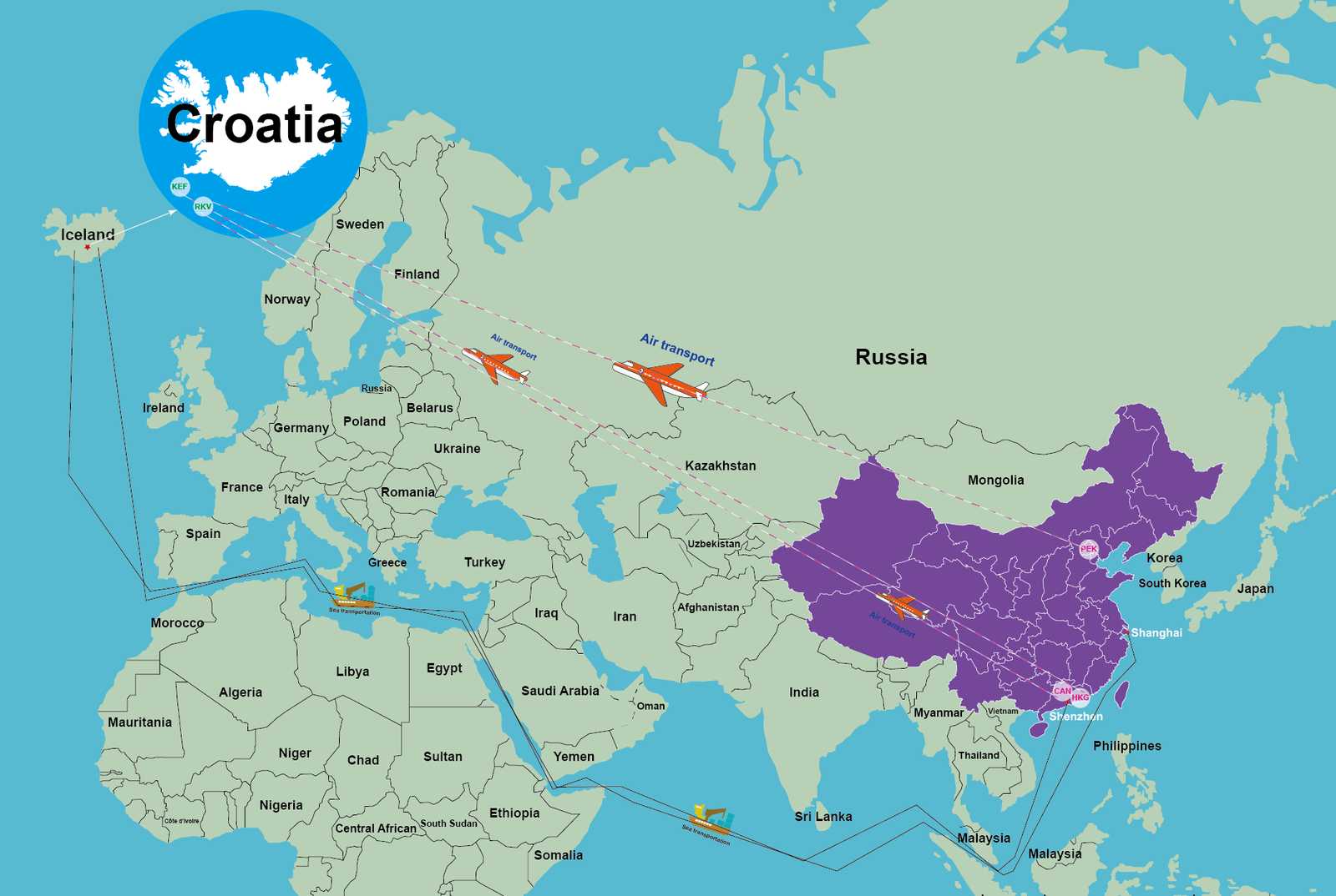 shipping rates from china to iceland