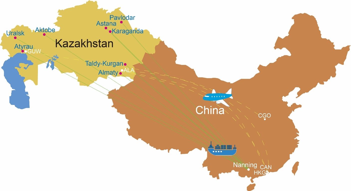 Sea and air freight from China to Kazakhstan