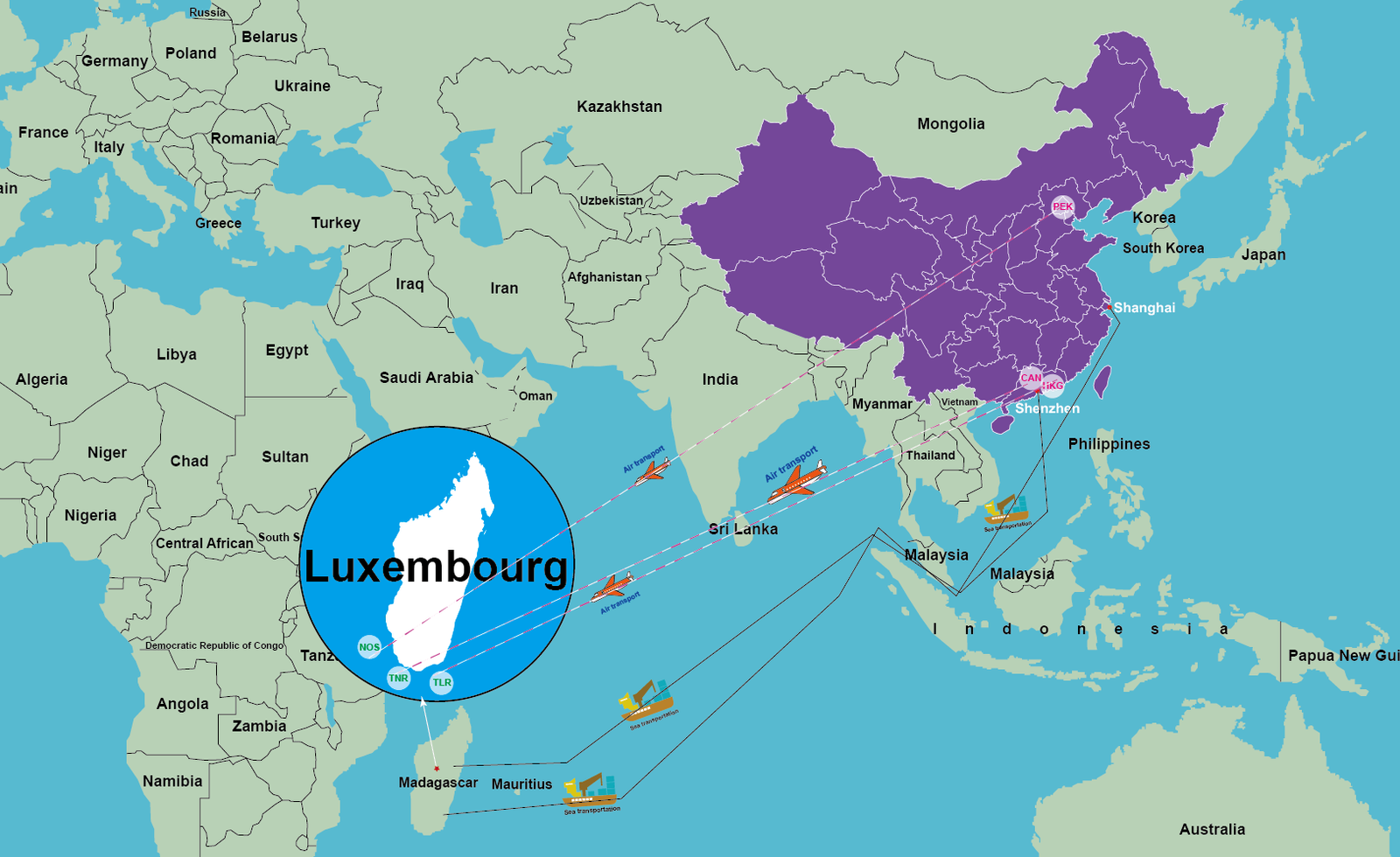 international logistics cost from china to madagascar