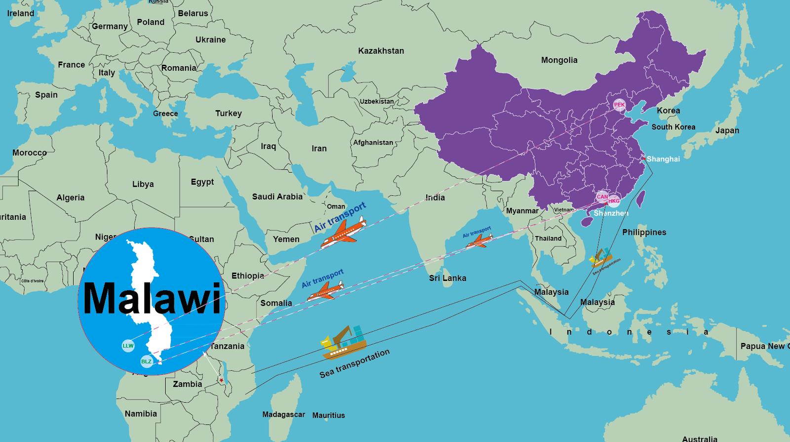 freight price list from china to malawi