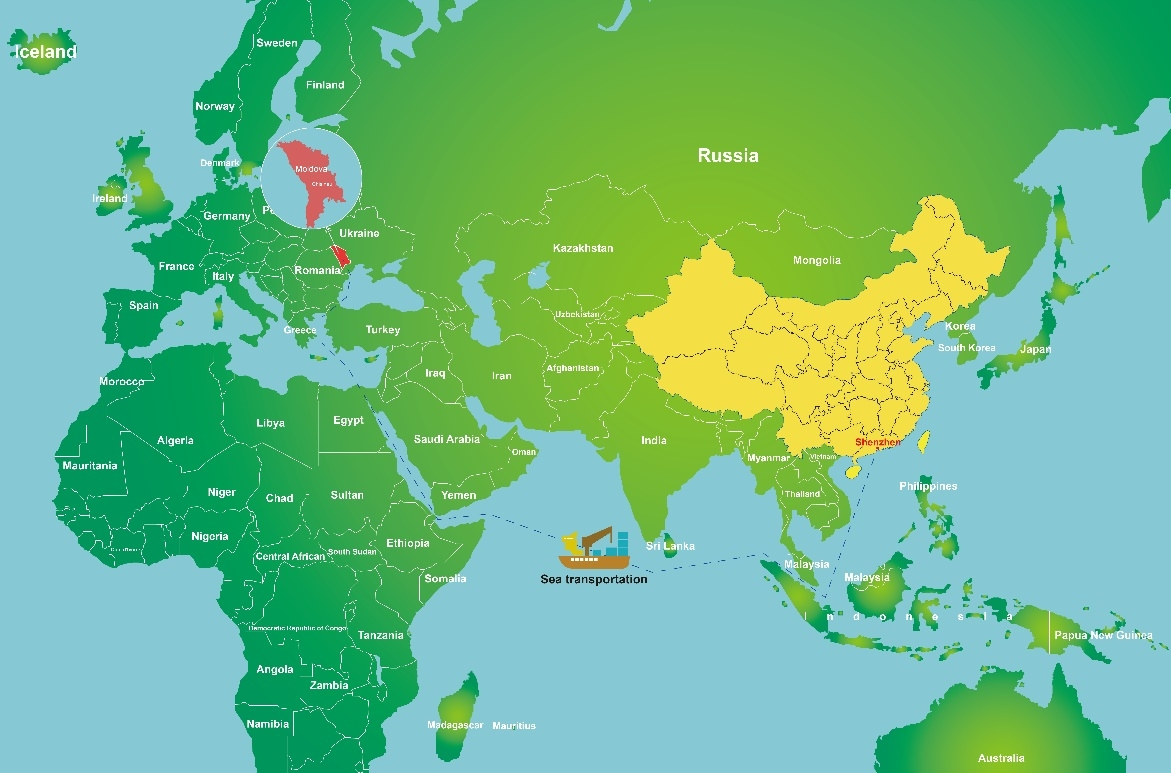 FCL Shipping from Shenzhen Shekou Port, China to Moldova