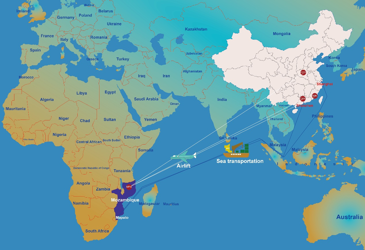 Shipping rates from China to Mozambique