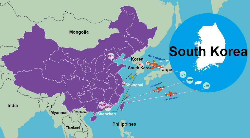 shipping rates from china to south korea