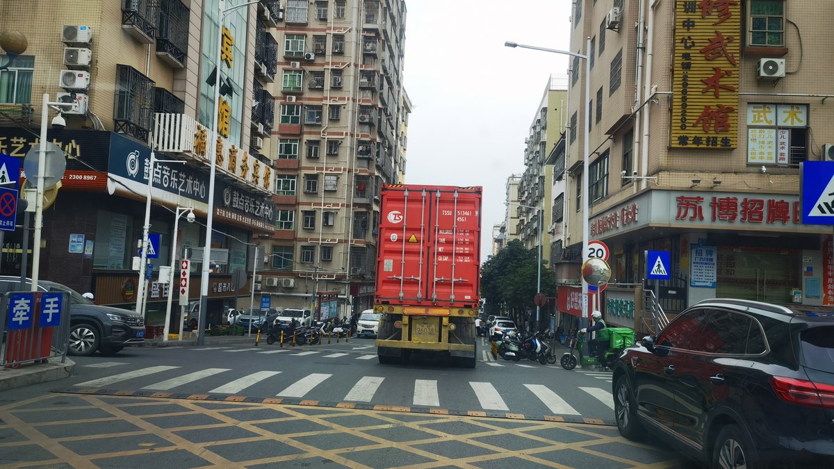 Container truck carrying export cargo for customs clearance to Thailand
