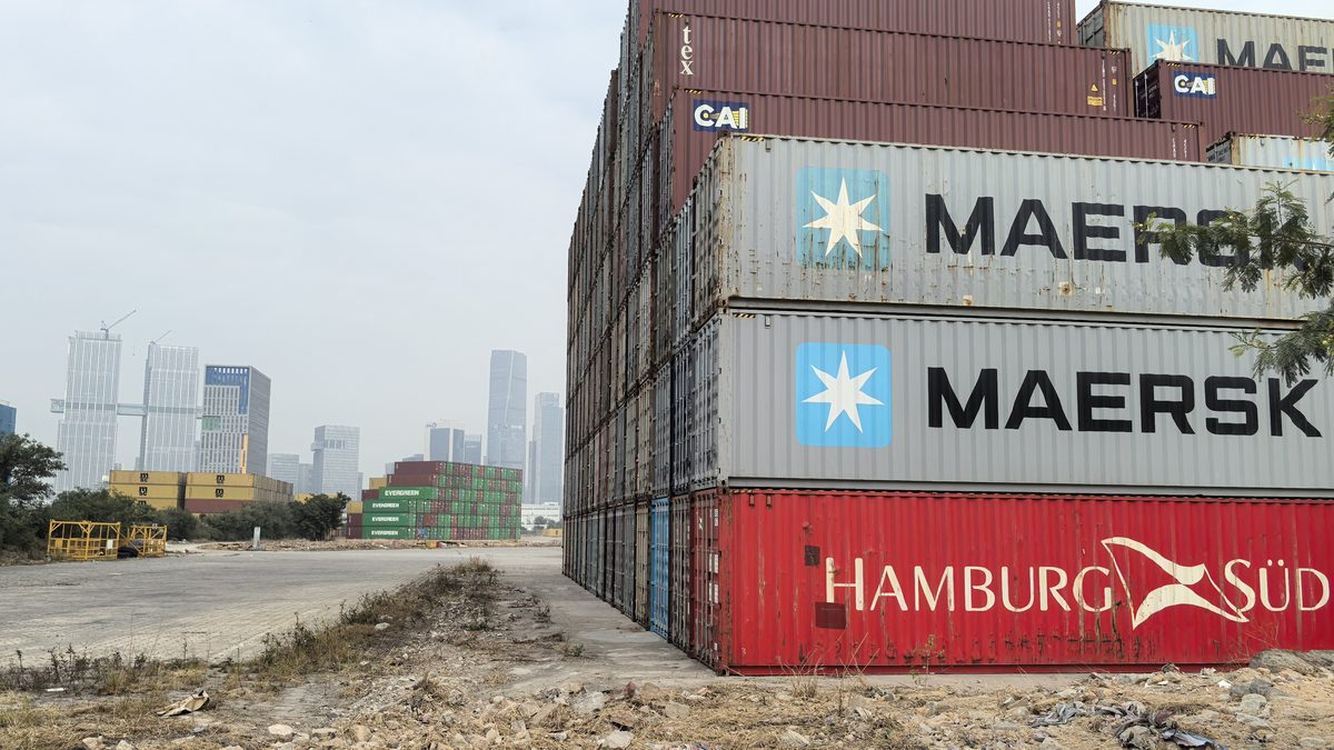 Palletised LCL groupage cargo being consolidated at a China freight station for a groupage sailing to the United Kingdom
